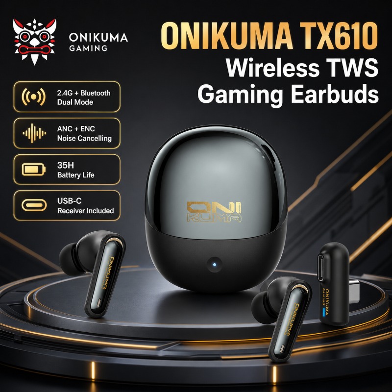 Pc Gaming Earphones - ONIKUMA TX610 Wireless Gaming Earbuds Dual